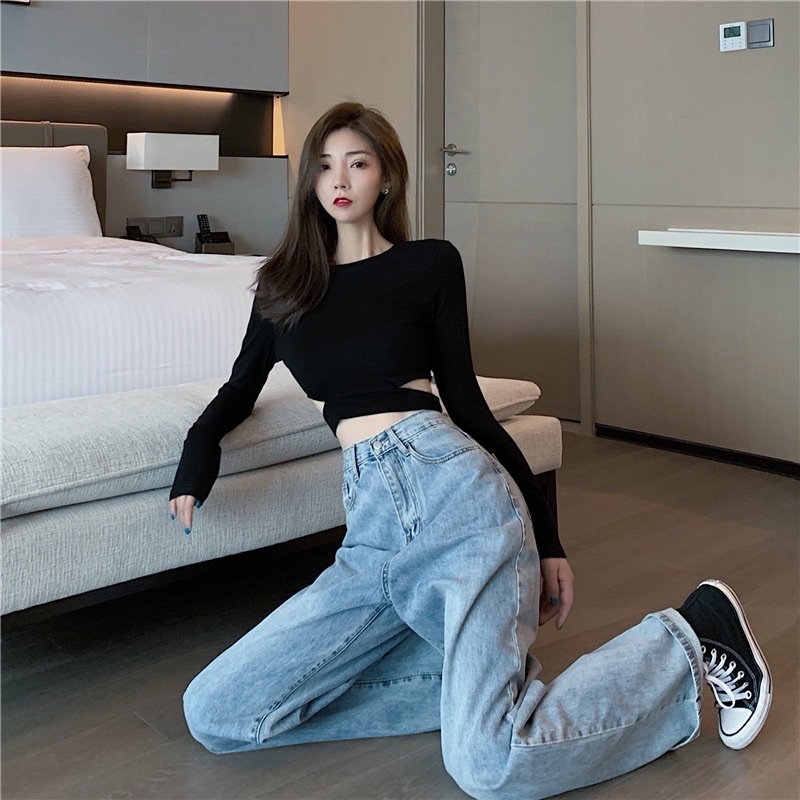 ÁO CROPTOP KHOÉT EO TAY DÀI