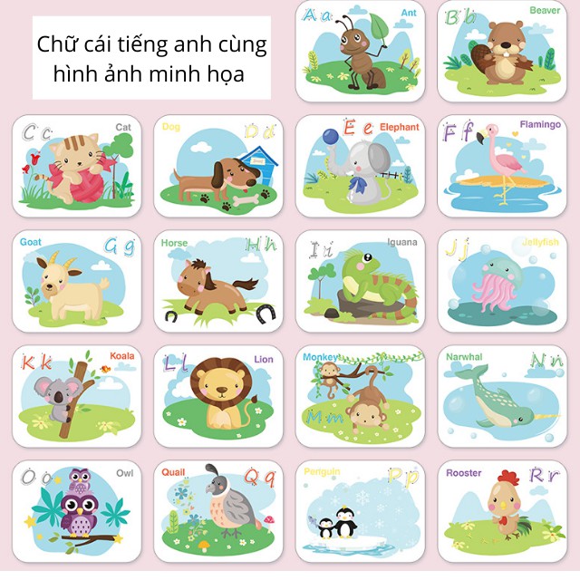 Đồ chơi giáo dục thông minh cho bé - Bộ ghép chữ cái tiếng anh và làm quen với toán qua hình ảnh các con vật ngộ nghĩnh