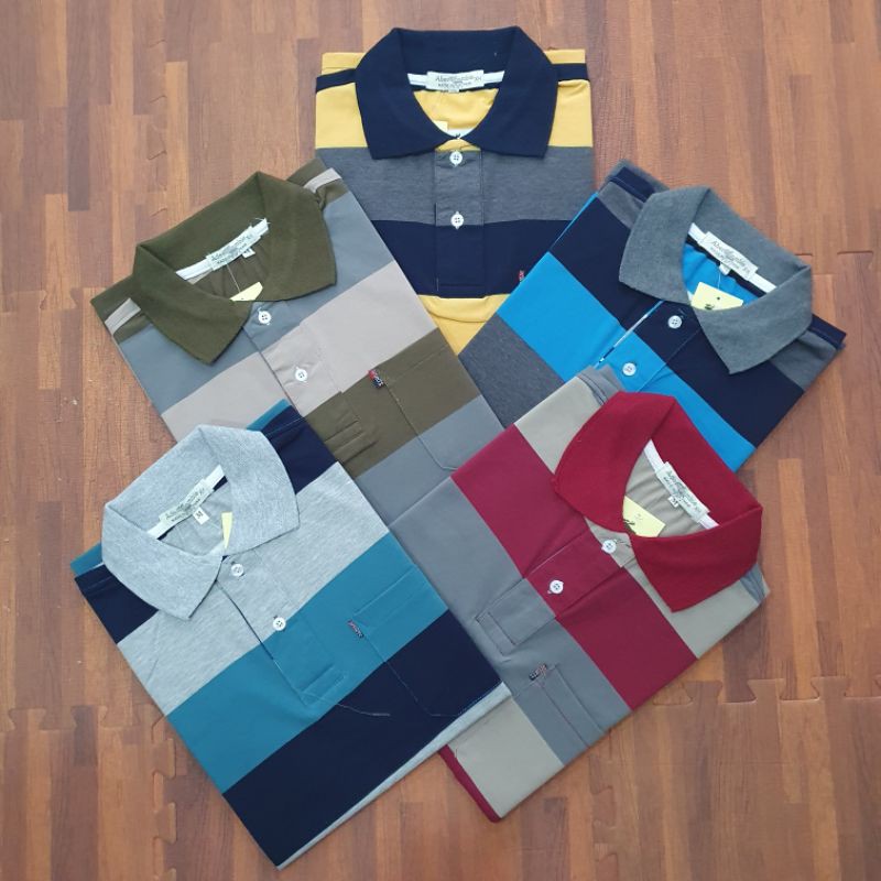 Áo Thun Nam Cổ Bẻ Kẻ Sọc Hàng Trung Niên Cao Cấp | BigBuy360 - bigbuy360.vn