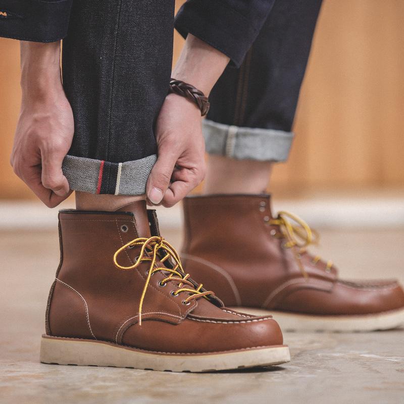 MADEN Quần Jean Ống Đứng Hai Bên Tai Đỏ Thêu Hình Bò Sữa Màu Sắc retro Chất Lượng Cao Làm Bằng Thủ Công Dành Cho Nam