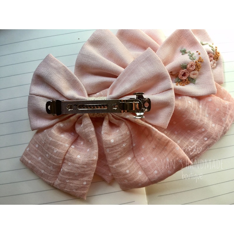 Kẹp tóc nơ vải hoa mix màu. Kẹp nơ handmade Oct23