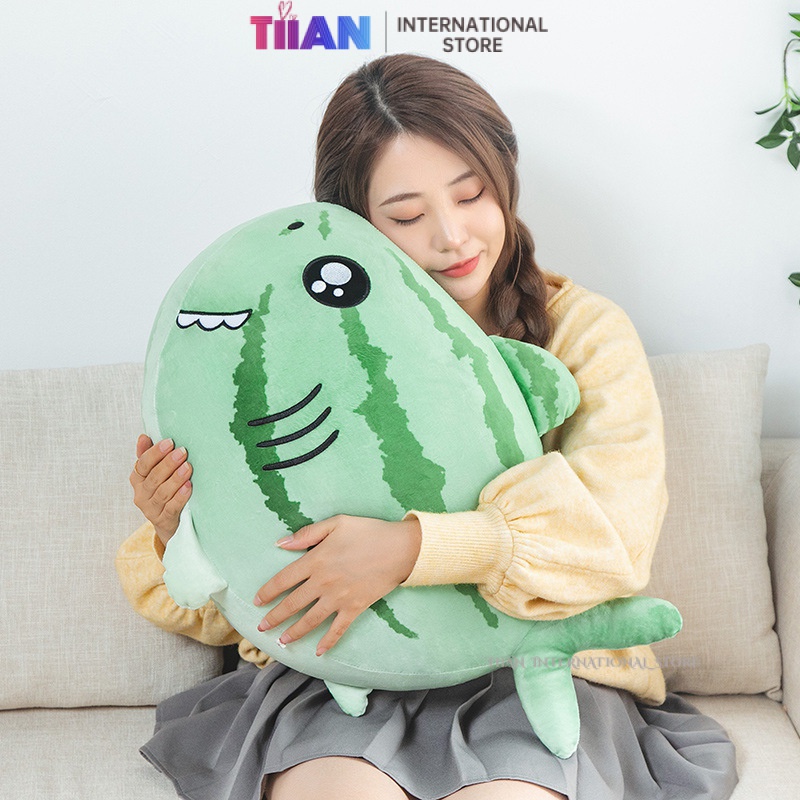Thú Nhồi Bông Hình Cá Mập / Dưa Hấu / Dưa Hấu Sáng Tạo Vui Nhộn