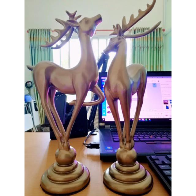 Tượng decor cặp hươu hạnh phúc trang trí phòng khách, phòng làm việc
