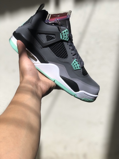 Giày học sinh - xám viền xanh ngọc 1:1