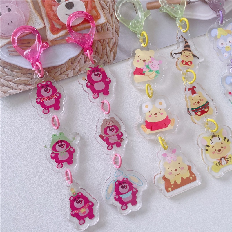 Móc Khóa Dây Xích Nhỏ Mặt Gấu Pooh / Ngôi Sao / Dailu / Gấu Pooh Trang Trí Túi Xách