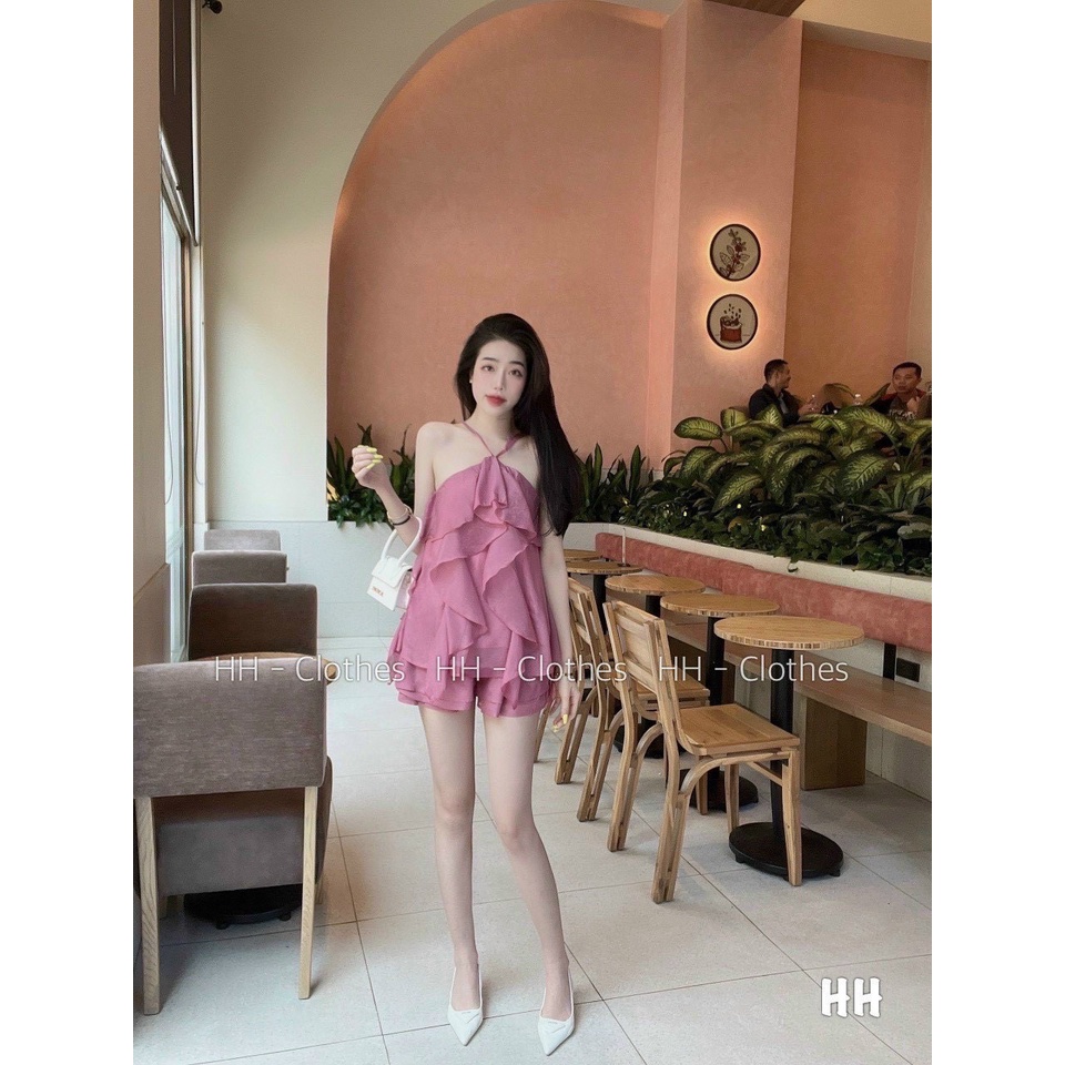 Sét váy Áo Voan cổ yếm nhún bèo điệu đà cafe , dạo phố , tiểu thư