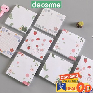 Tập 80 giấy note giấy nhớ họa tiết dễ thương FRUIT DecorMe 8*8cm -buitinhshop