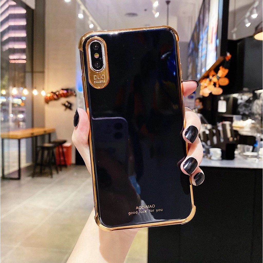 Ốp lưng OPPO A12 A3S A5S F9 F11 A5 A9 2020 A53 2020 A12E Reno 2 2Z 2F 5 6 case Vỏ điện thoại chất lượng cao mạ vàng sang trọng
