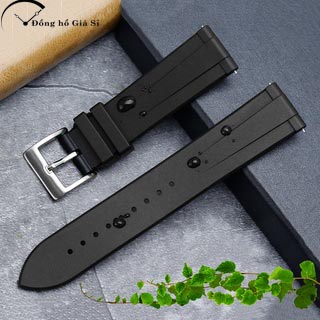 Dây đồng hồ cao su silicon mềm chống thấm nước size 20/22mm cho đồng hồ Seiko Samsung 1 màu đen