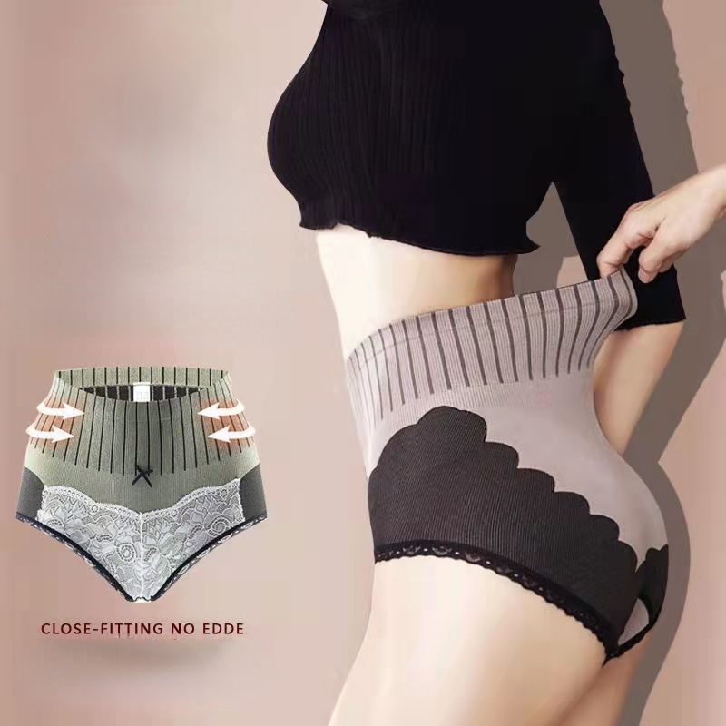 Quần lót lưng cao phối ren hoa thoáng khí định hình eo thon cho nữ