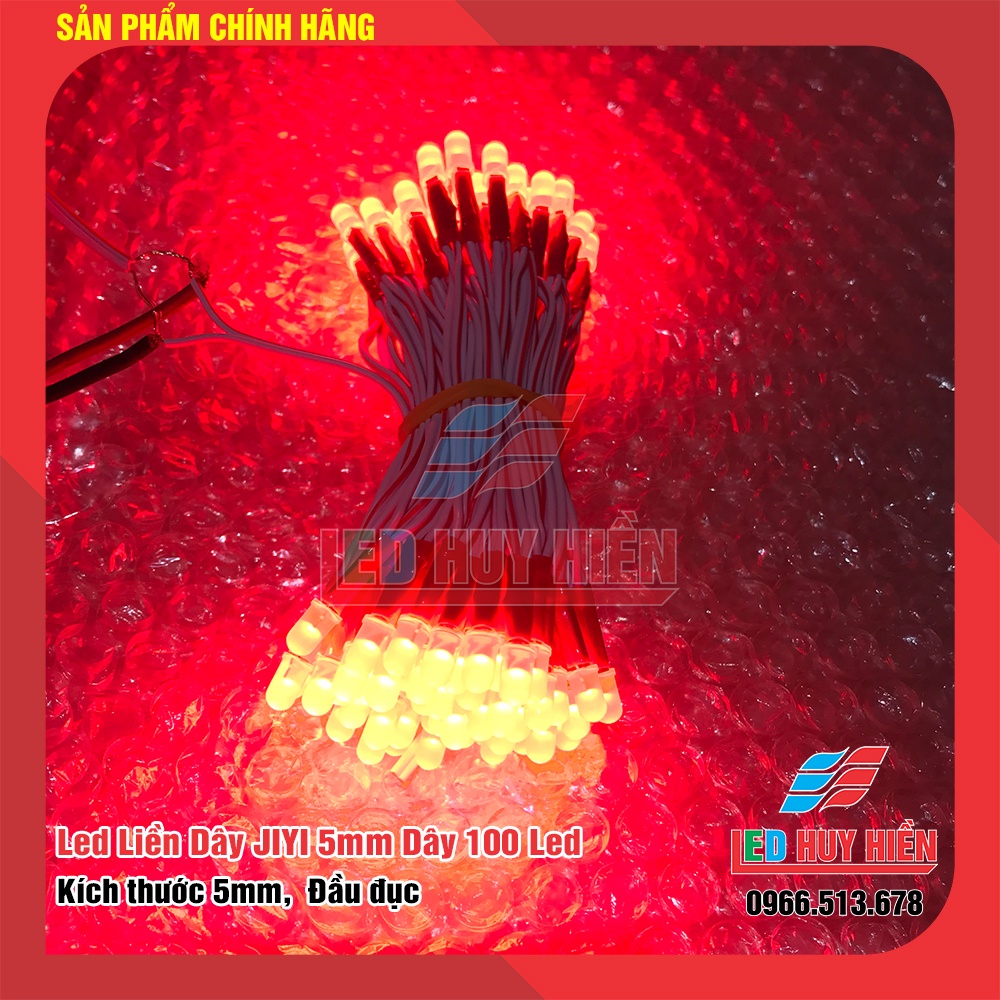 Led liền dây JIYI dây 100 Led màu đỏ, Led liền dây JIYI dây đồng màu đỏ