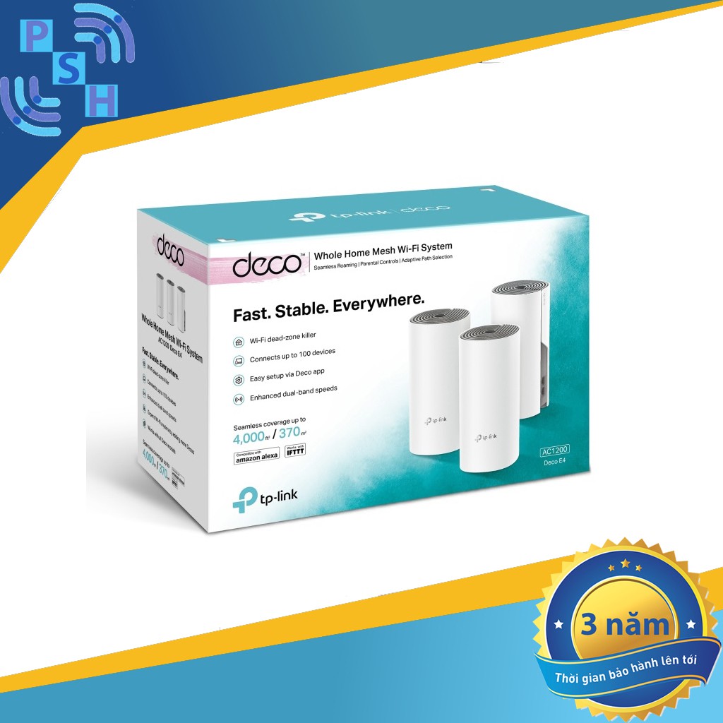 Cục Phát Wifi Mesh TP-Link Deco E4 (3-Pack) - Hàng Chính Hãng Bảo Hành 2 Năm