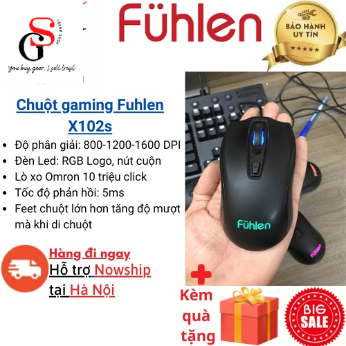Chuột chơi game Fuhlen X102S, 2400DPI,Lò xo Omron 10 triệu click | SM680R M87S_CHÍNH HÃNG THANH LÝ 2nd
