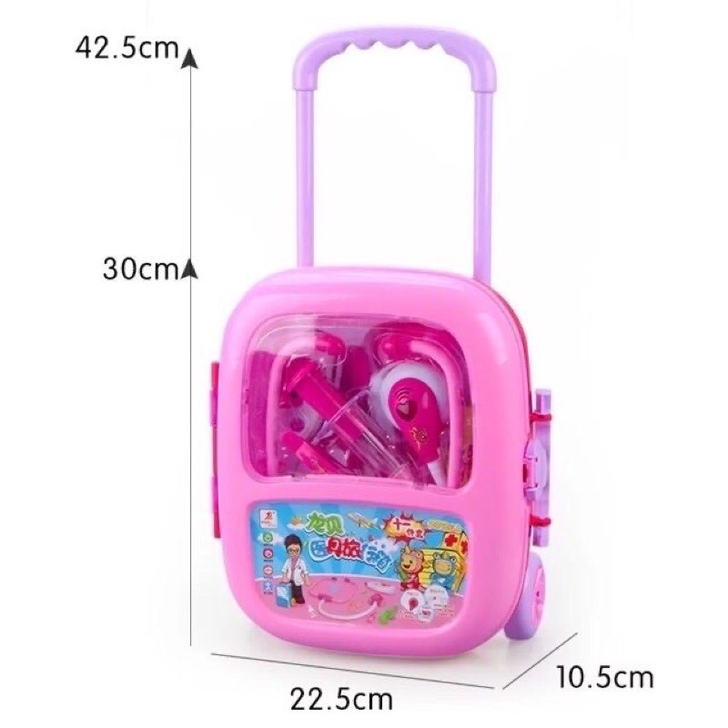 Bộ Đồ Chơi Vali Kéo Bác Sĩ Cho Bé Gái/Trai Có Màu Xanh/Hồng Dùng Pin