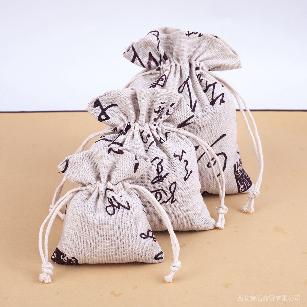 Túi cotton lanh màu trắng xanh dương có logo tùy chỉnh cho Tết Đoan Ngọ