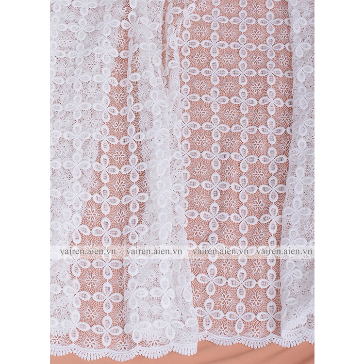 Vải ren chỉ cotton họa tiết hoa nhí AXD739| Vải may mặc