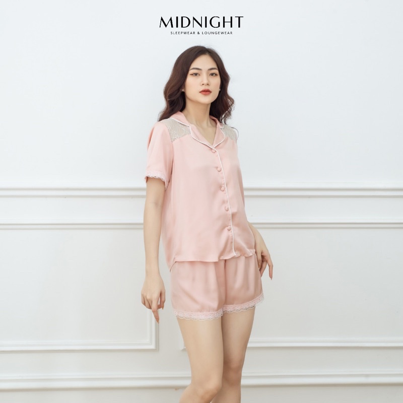 Đồ ngủ mặc nhà Pyjamas ren tay ngắn quần ngắn - Midnight Sleepwear