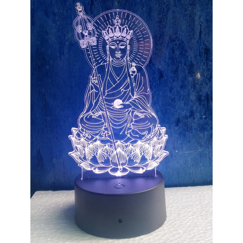 Đèn thờ phật, đèn ngủ 3d Địa Tạng Vương Bồ Tát  16 màu .khắc hình theo yêu cầu .