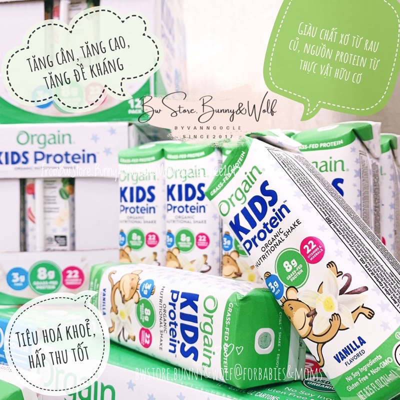 Sữa Tươi Hữu Cơ Orgain Kids Protein - Mỹ cho bé từ 2y+ - Hộp 244ml