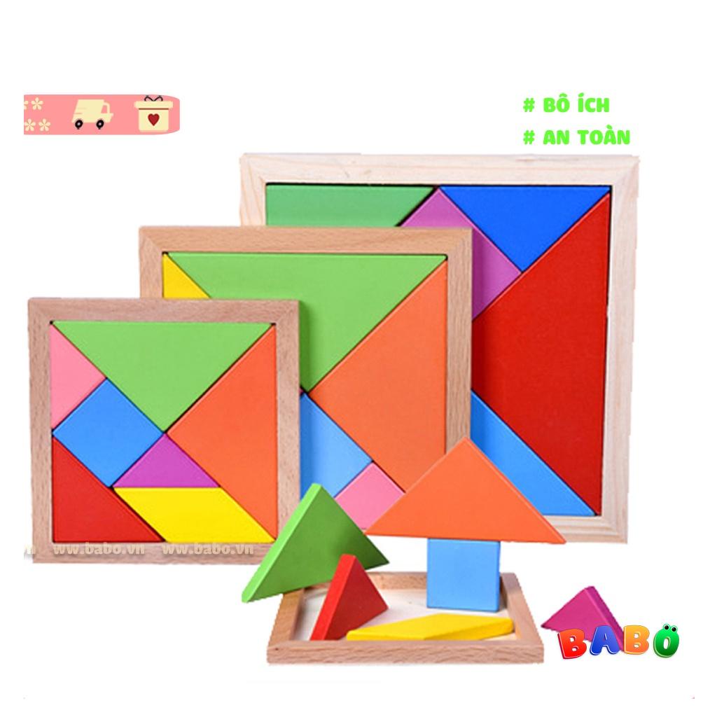 Xếp Hình Trí Uẩn TANGRAM BABO, Đồ chơi gỗ cho bé phát triển trì thông minh, sáng tạo hình ghép - BABO