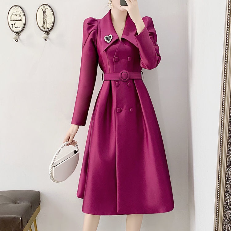 Đầm Cổ Vest Tay Dài Ôm Eo Thời Trang Mùa Xuân 2022 Cho Nữ