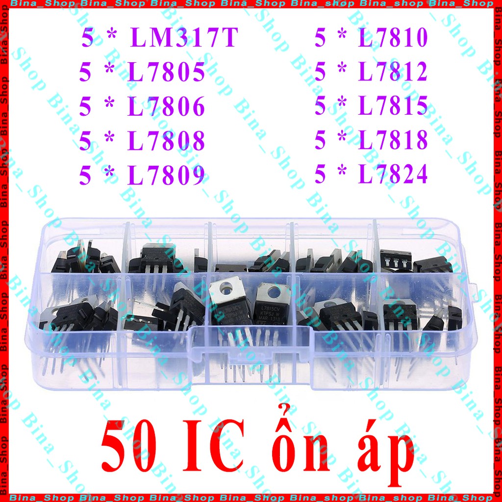 Bộ 50 IC ổn áp LM317T L7805 L7806 L7808 L7809 L7810 L7812 L7815 L7818 L7824