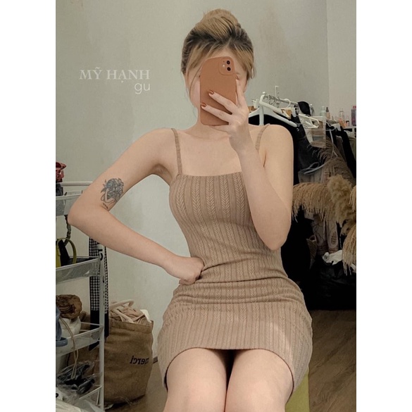 Đầm hai dây nữ len gân cao cấp , đầm body hai dây ôm tôn dáng hàng loại 1 - 25 store