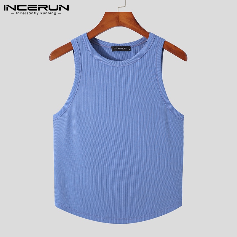 Áo thun ba lỗ Incerun màu sắc đơn giản thích hợp cho nam