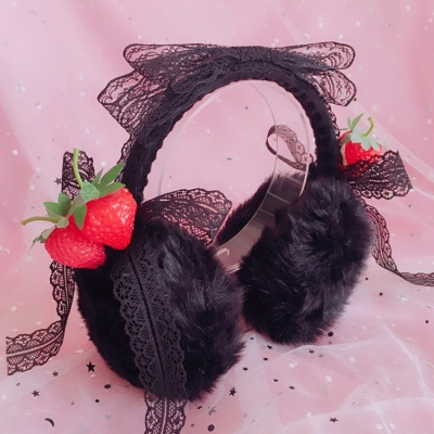 Chụp tai giữ ấm mùa đông hình tai mèo dâu tây dễ thương phong cách Lolita