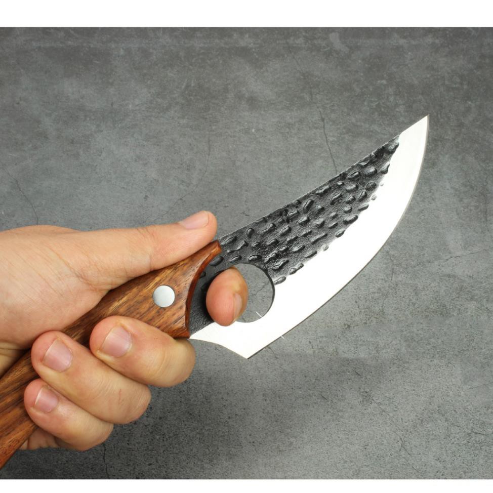 Dao Nhẫn Thái Thịt - Bếp Thép Vòng Bi - Chống Gỉ Cao - Tay Gỗ Đinh Tán To Chắc Chắn - Dao Bếp