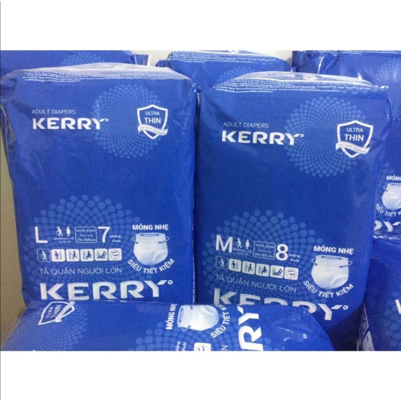 Combo 6 gói BỈM QUẦN TẢ BĨM NGƯỜI LỚN KERRY size M 48 miếng, L 42 miếng từ 45_90kg