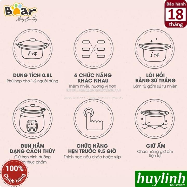 Nồi chưng yến nấu chậm Bear SUBE001 - 0.8 lít - Màu vàng