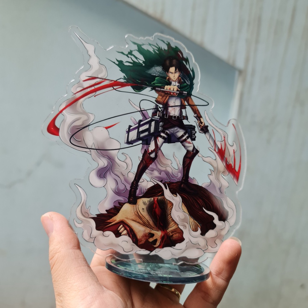 Standee nhân vật Attack on Titan anime Levi Ackerman Mikasa Eren Jeager chibi mô hình mica acrylic trưng bày