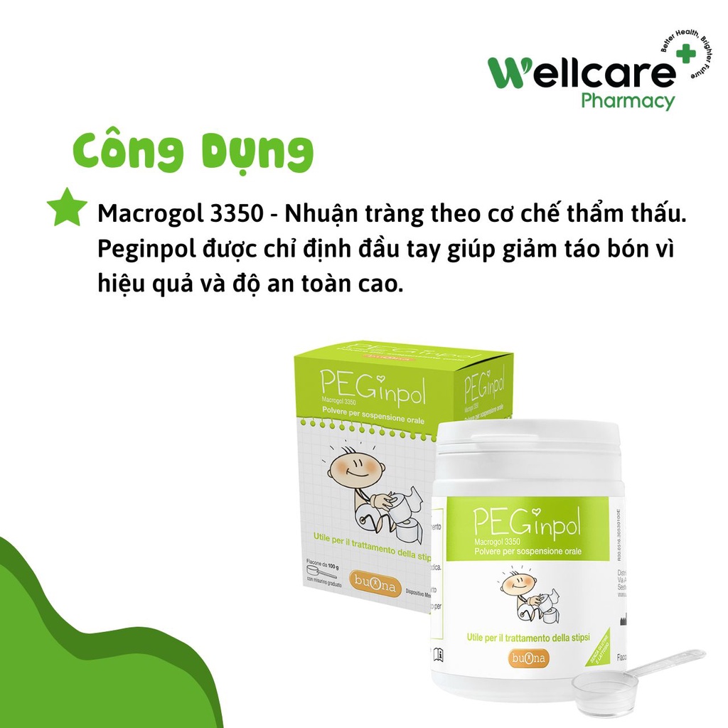 PEGinpol  - Lọ 100g giúp giảm táo bón cho bé, bột nhuận tràng trẻ em