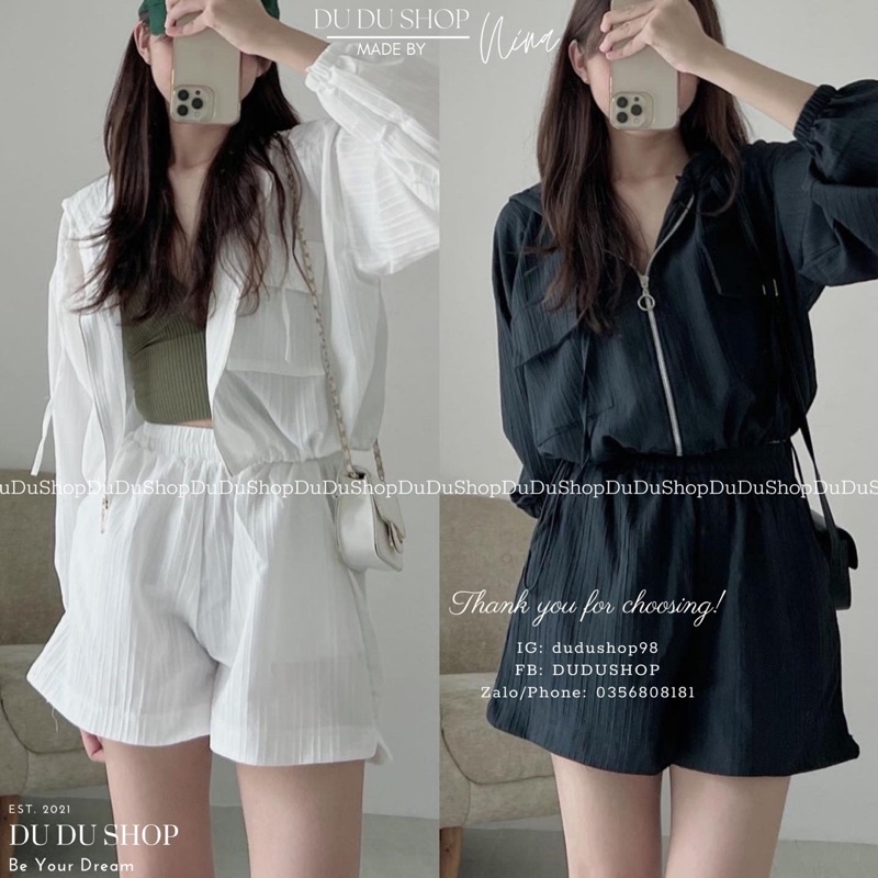 (Ảnh và video shop) Set áo khoác croptop quần sooc siêu xinh cá tính thể thao