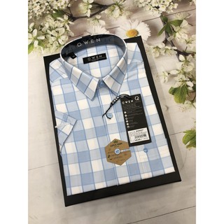ÁO SƠ MI CỘC TAY OWEN MẪU MỚI 2020 KẺ CARO XANH BLUE BA20654