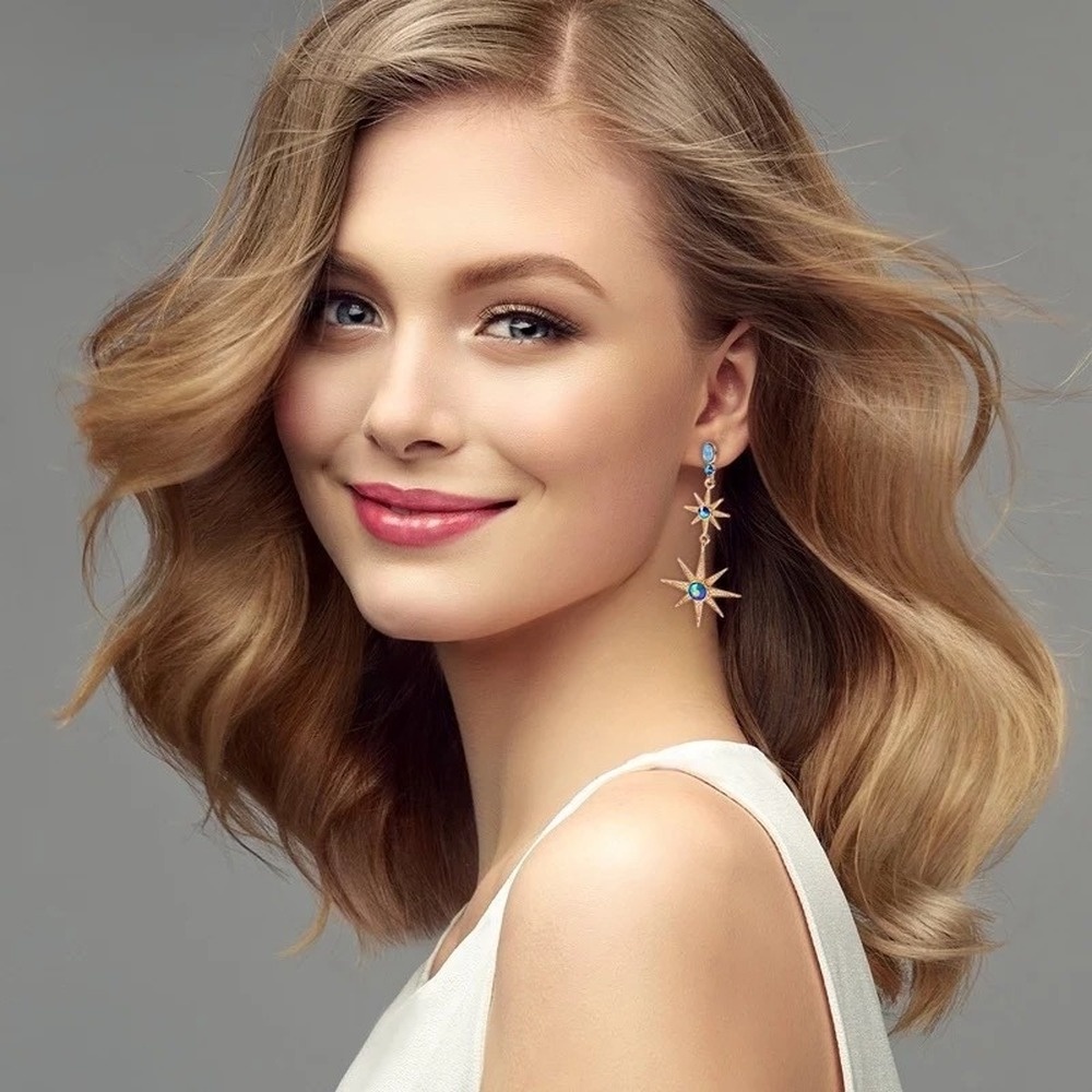 Bông Tai Hình Ngôi Sao Mặt Trăng Thời Trang Phong Cách Hàn Quốc