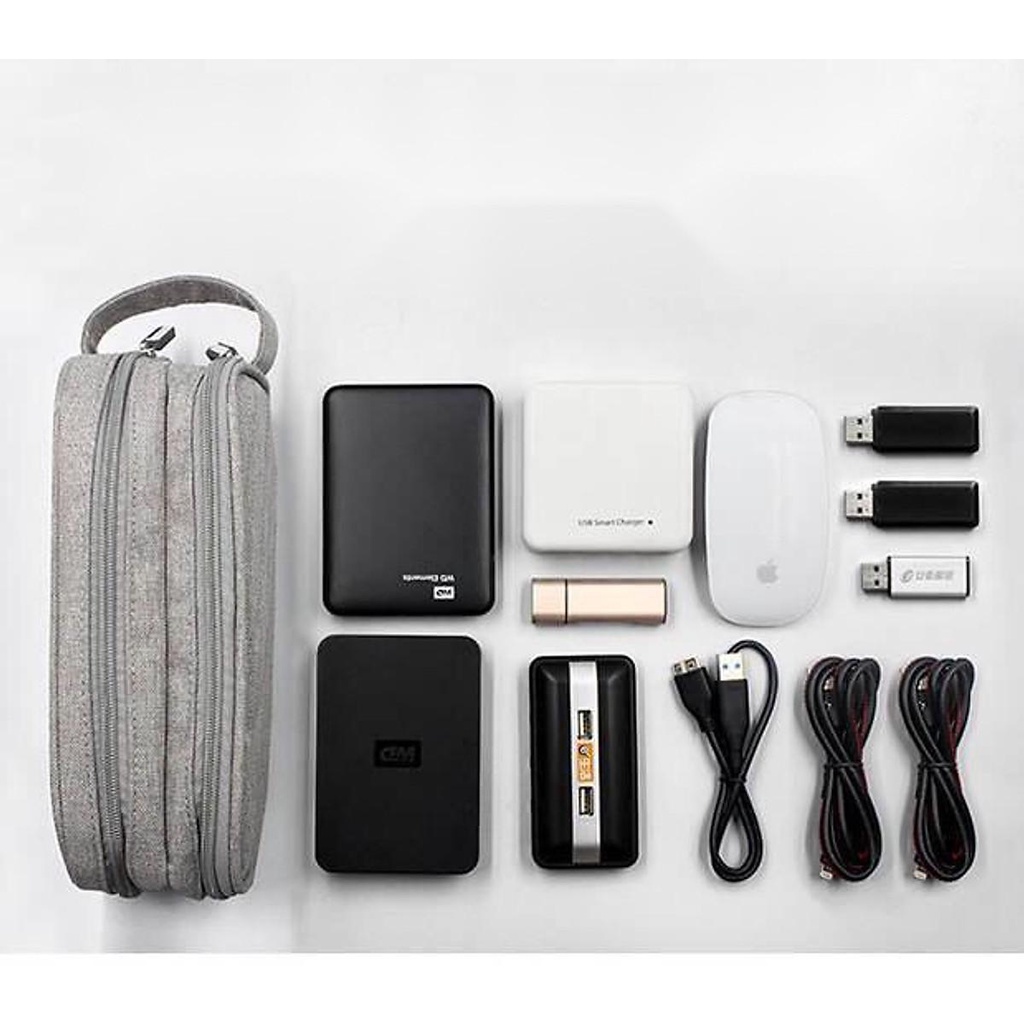 Túi đựng cáp sạc phụ kiện công nghệ 2 ngăn dáng dọc Baona - Hàng nhập khẩu