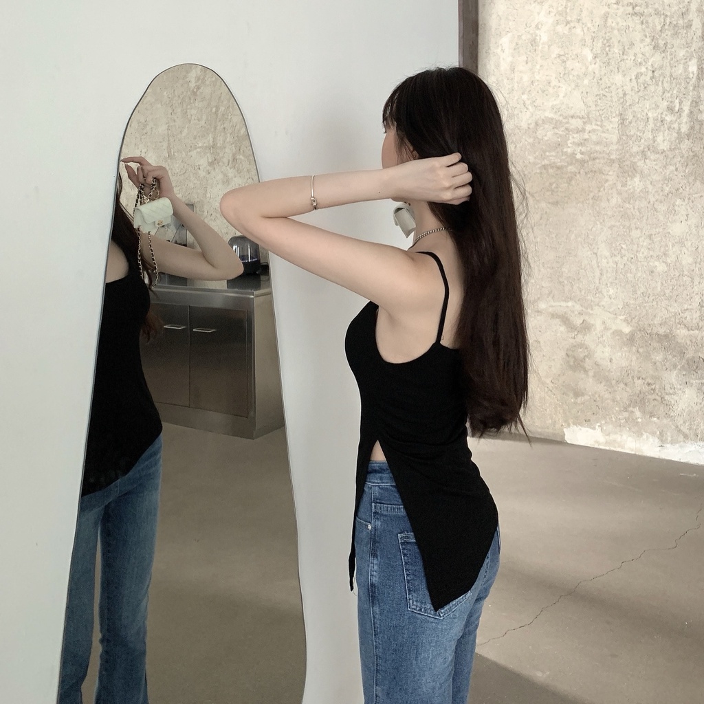 QADCOL Áo Ống Thiết Kế Không Đồng Đều Xinh Xắn Thời Trang Dành Cho Nữ