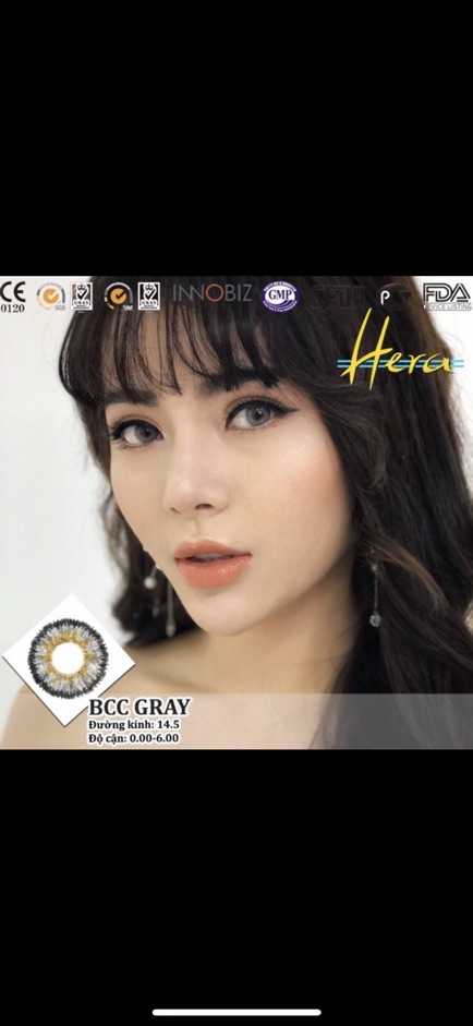 giá 1cặp lens xám xanh có LỆCH ĐỘ sẵn 0-8 độ kính áp tròng cận xám tây chính hãng hàn quốc c3001 gray