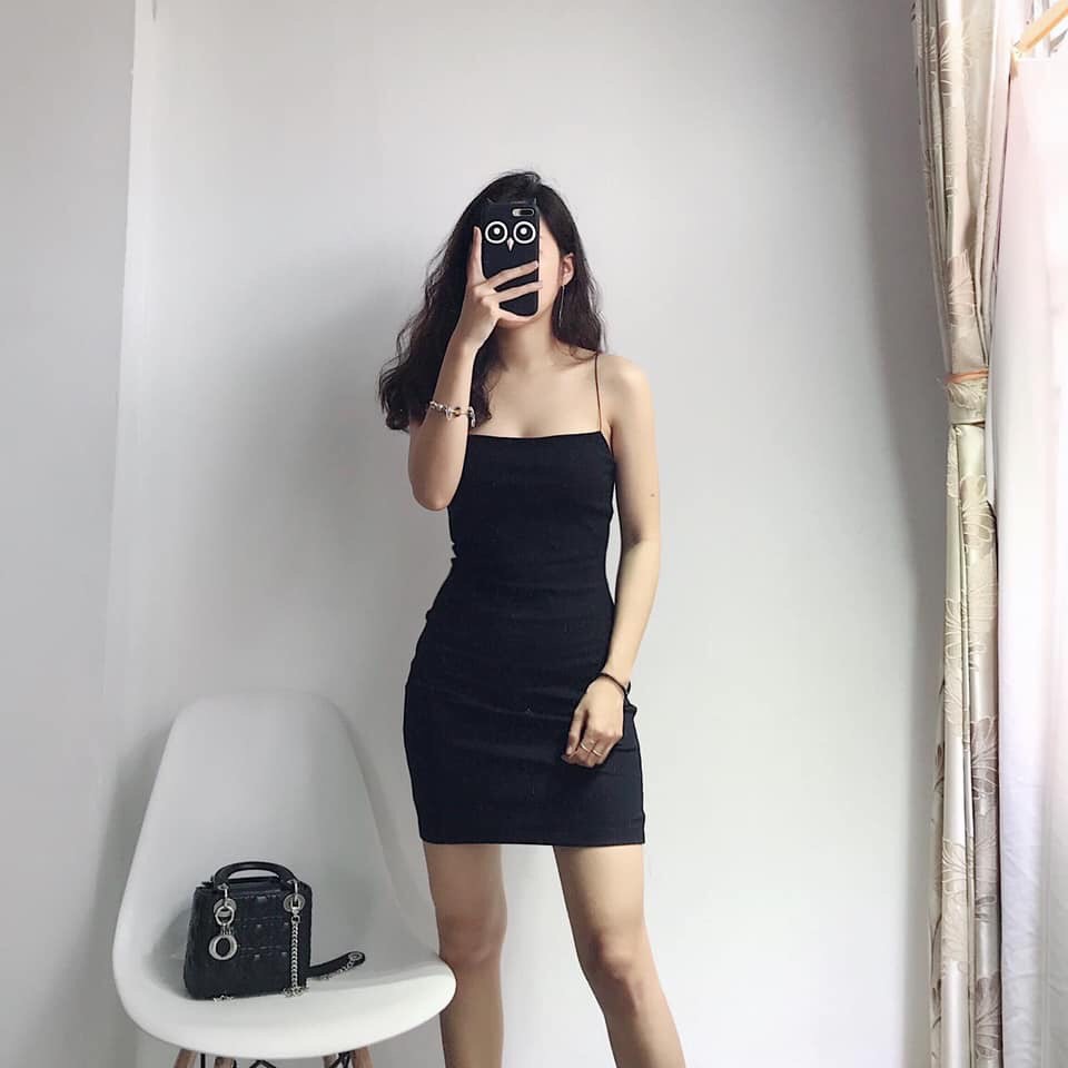 [HÌNH THẬT] ĐẦM NỮ THUN CO GIÃN ÔM BODY HAI DÂY MẢNH BASIC TRƠN KIỂU HÀN QUỐC HOT GIRL ULZZANG BASIC TRƠN 05