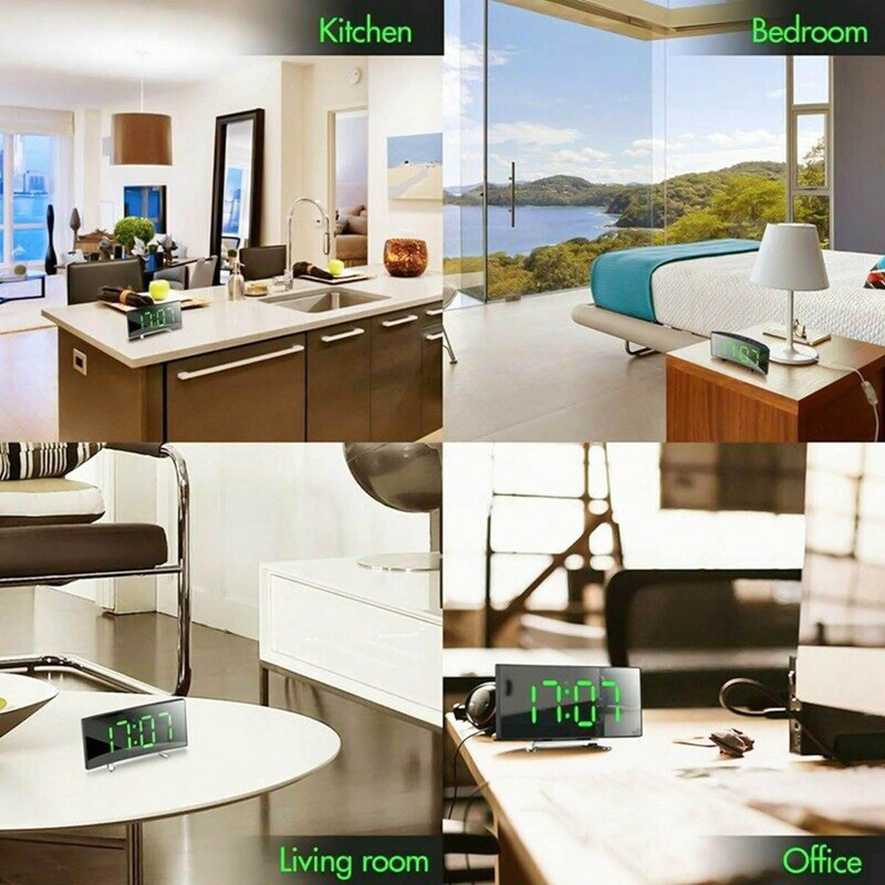 Đồng Hồ Báo Thức Điện Tử Thông Minh Màn Hình LED Kỹ Thuật Số Có Chức Năng Đánh Thức Thời Gian Chiếu Để Bàn Cổng Sạc USB