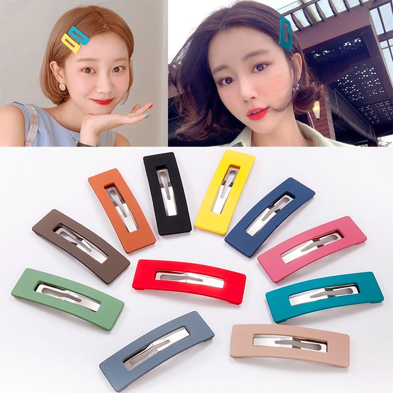 Kẹp tóc mái hình vuông nhiều màu sắc dễ thương phong cách Hàn Quốc cho nữ sinh