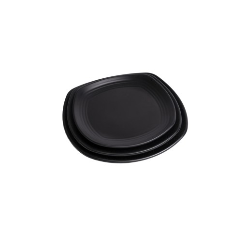 Dĩa Nhựa Vuông Melamine Đen Nhám - 26cm