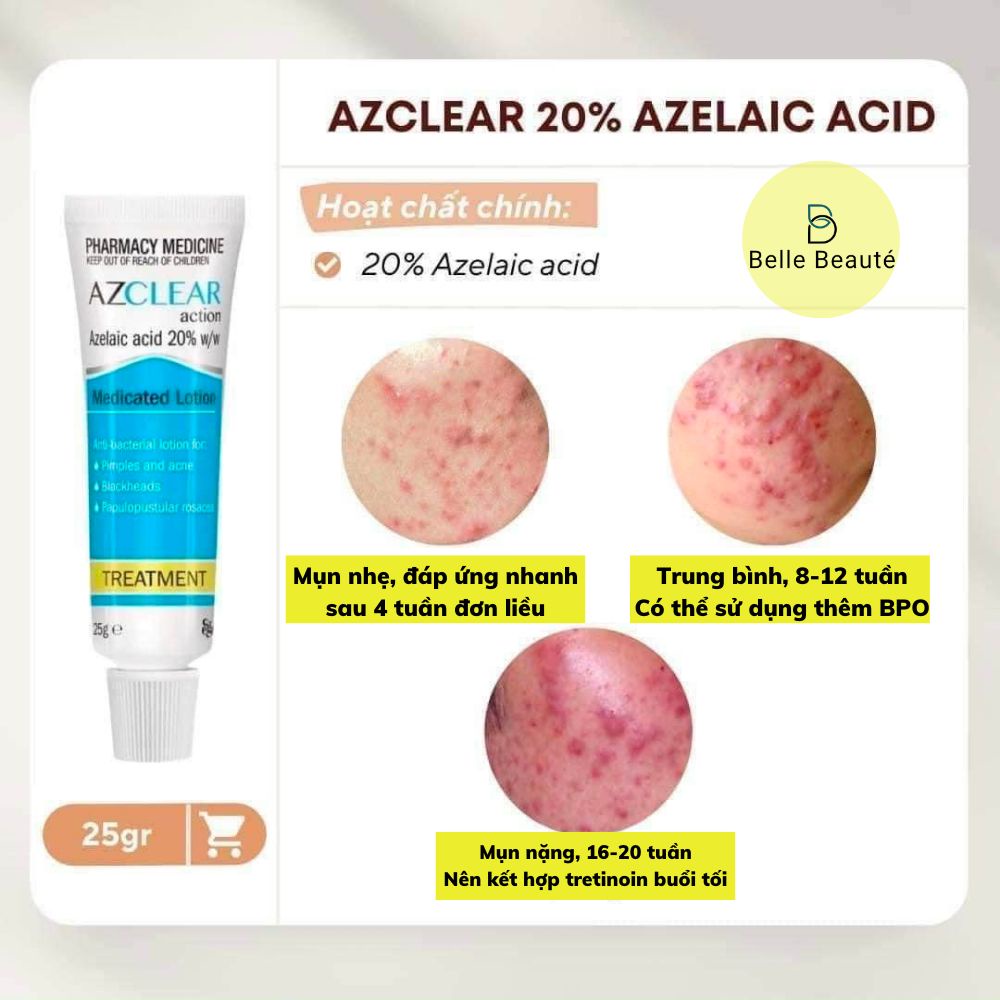 Kem AZCLEAR Action Medicated Lotion 20% Azelaic Acid Giảm Mụn Mờ Thâm Nám 25g
