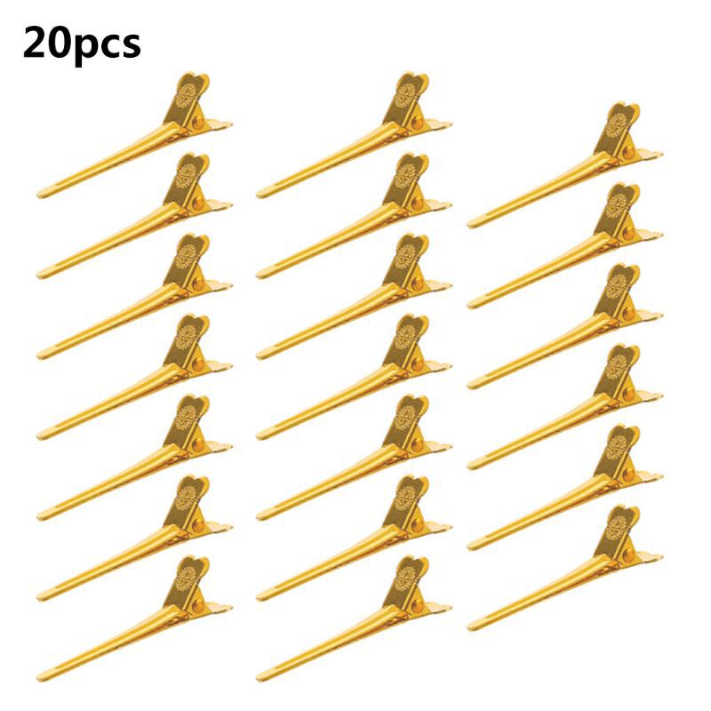 (Hàng Mới Về) Set 20 Kẹp Tóc Mỏ Vịt Bằng Kim Loại Nhiều Màu Chống Trượt Kèm Hộp Đựng Cho Salon