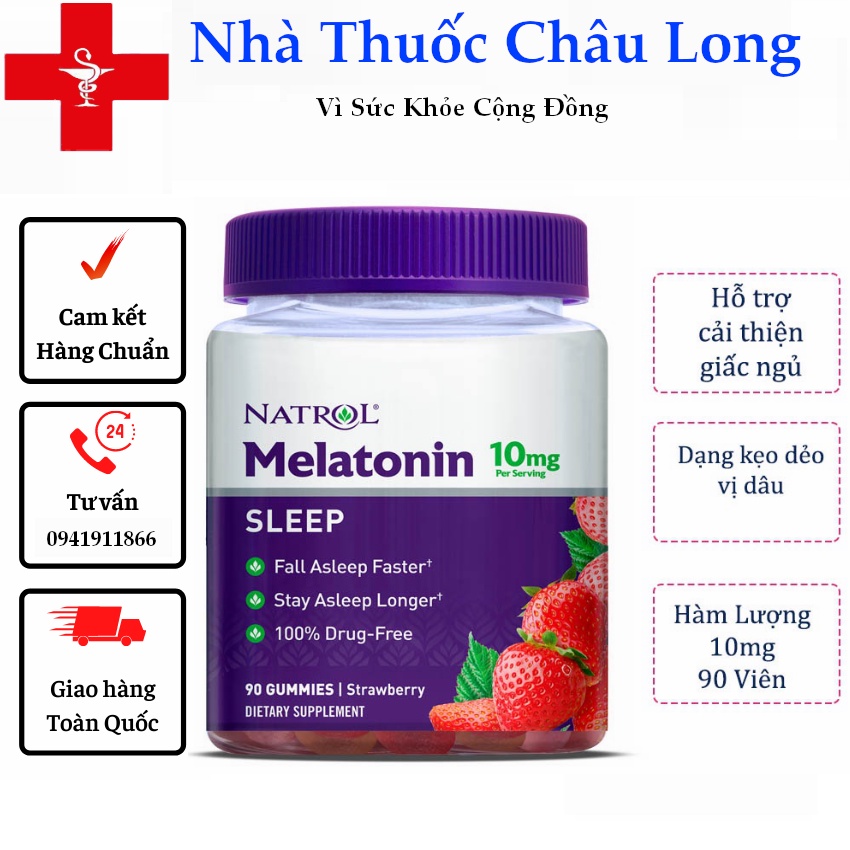 Mã COSDAY93 -10% đơn 150K Melatonin Gummies Natrol 10mg - Kẹo dẻo hỗ trợ