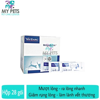 Gel ăn mượt lông, ra lông nhanh, giảm rụng lông, hồi phục da bị tổn thương cho Chó Mèo - Virbac Megaderm hộp 28 gói