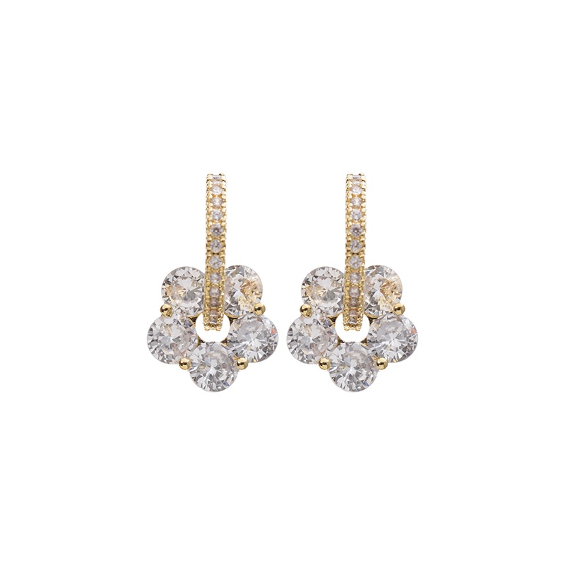 Khuyên tai JIUDUOLAN mạ bạc đính đá zircon nhân tạo dễ phối đồ thời trang thanh lịch dành cho nữ