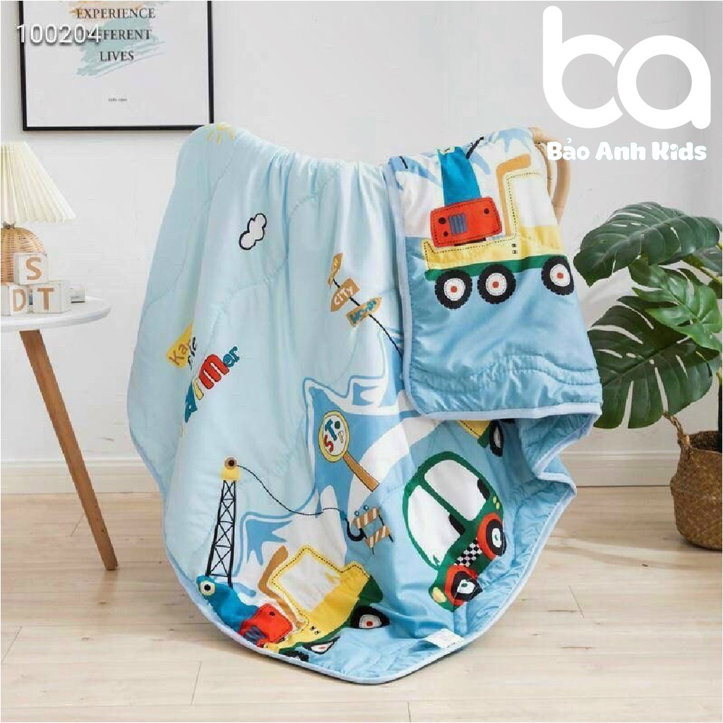 Chăn Đũi Cotton Cho Bé Họa Tiết Hoạt Hình Đáng Yêu Siêu Mềm Thoáng Mát, Nhẹ Kích Thước 1.1x1.5m